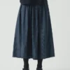Railroad Stripe Pleated Cotton Skirt