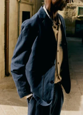 Running Stitch Cotton Linen Blazer