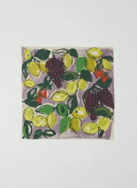 Sketched Fruit Cotton Silk Bandana