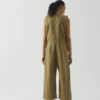 Sleeveless Cotton Twill Jumpsuit