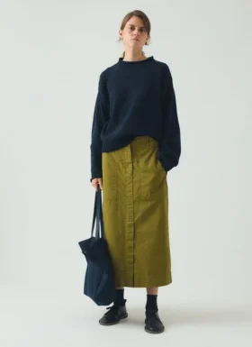 Straight Cotton Twill Skirt