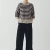 Stripe Donegal Short Sleeve Sweater