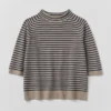 Stripe Wool Cashmere Half Sleeve Sweater