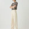 Stripe Wool Cashmere Half Sleeve Sweater