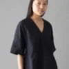Textured Cotton Poplin V-Neck Top