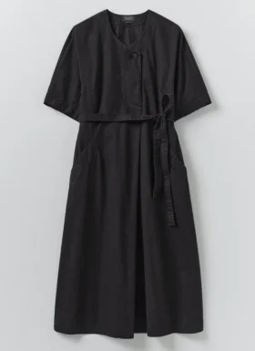 Tie Waist Cotton Twill Dress