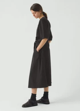 Tie Waist Cotton Twill Dress