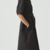 Tie Waist Cotton Twill Dress