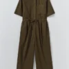 Wide Leg Cotton Poplin Jumpsuit